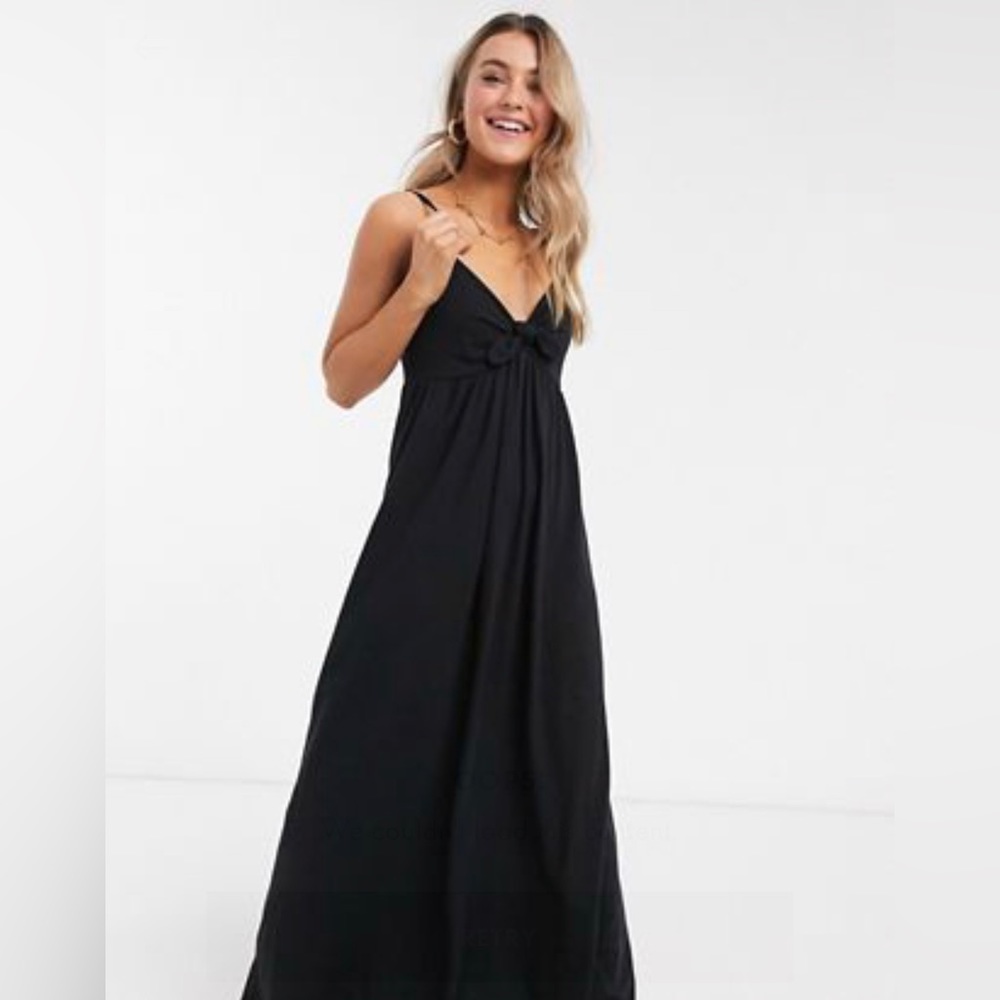 Black strappy long dress